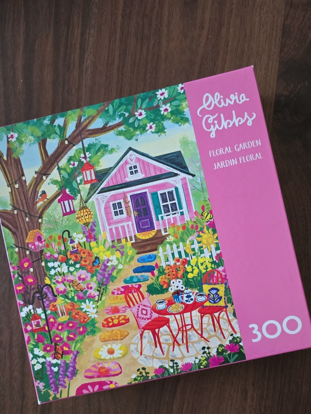 RoseArt Olivia Gibbs Floral Garden 300-Piece Puzzle - Pink